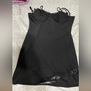 MESHKI silk mini black dress